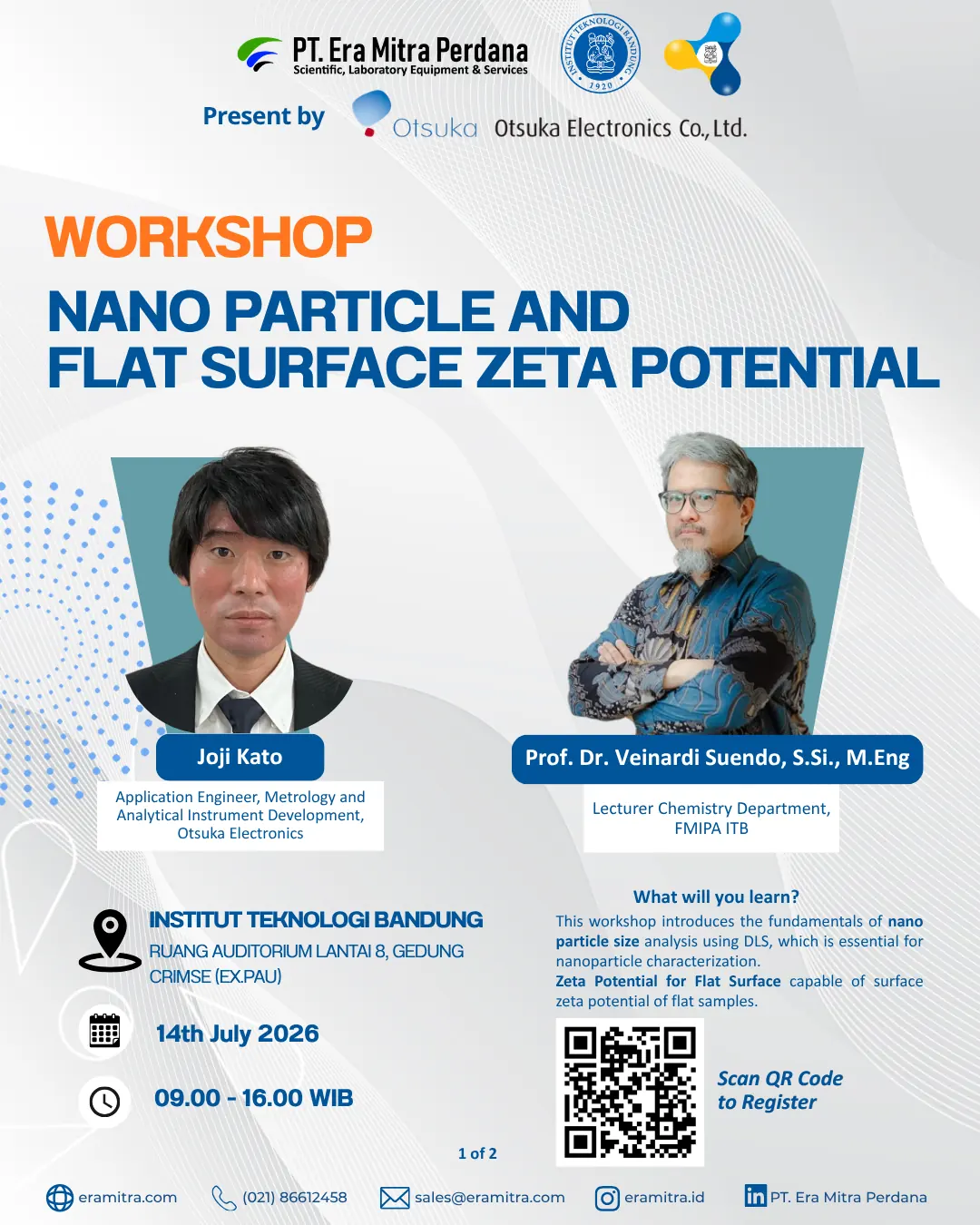 JOIN OUR WORKHSOP! - Nano Particle And Flat Surface Zeta Potensial by Otsuka Electronics.