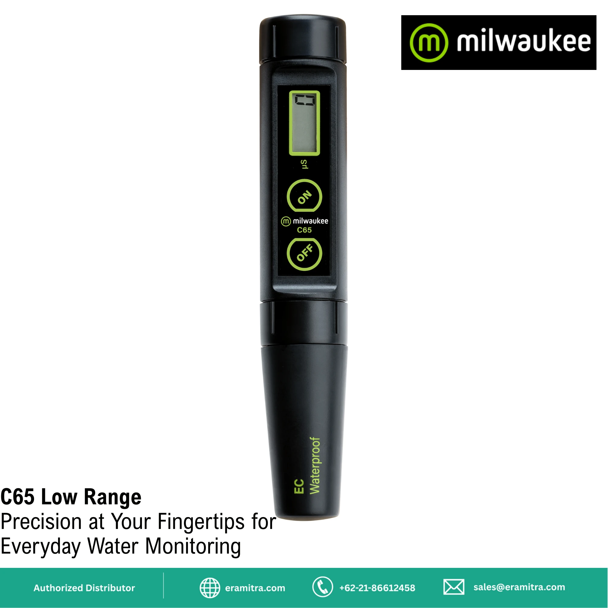Milwaukee C65 Low Range Waterproof Conductivity Pen with ATC and Replaceable Electrode