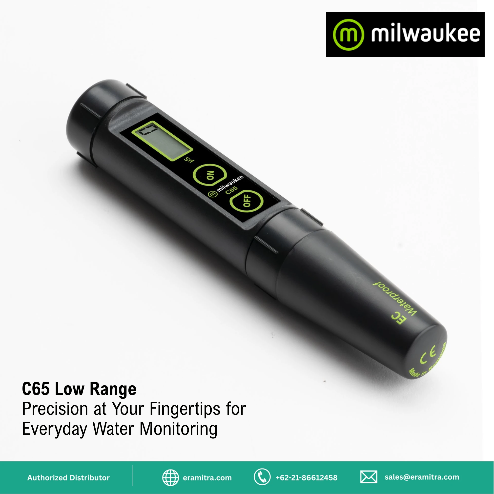Milwaukee C65 Low Range Waterproof Conductivity Pen with ATC and Replaceable Electrode