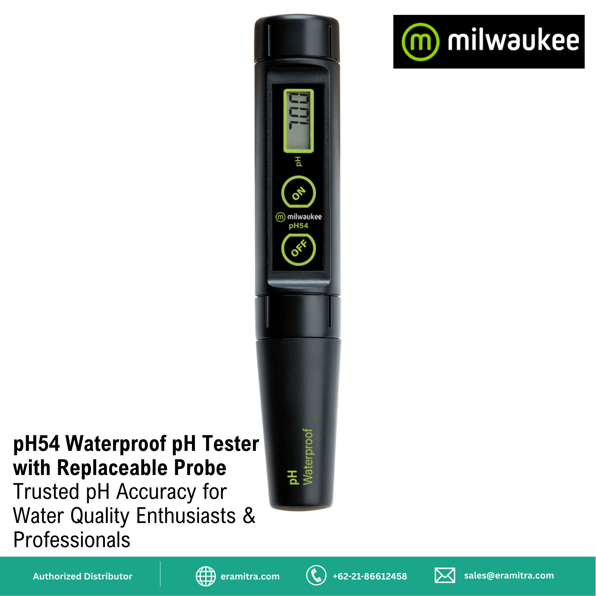 Milwaukee pH54 Waterproof pH Tester with Replaceable Probe